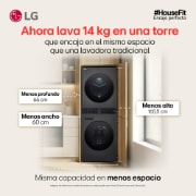 WashTower encaje perfecto en cuarto de lavado Washtower LG WK14BS6R